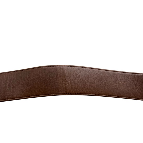 Carlisle Womens Size Medium Brown Leather Gold Black Horn Buckle Waist Belt 1665 - Picture 4 of 13